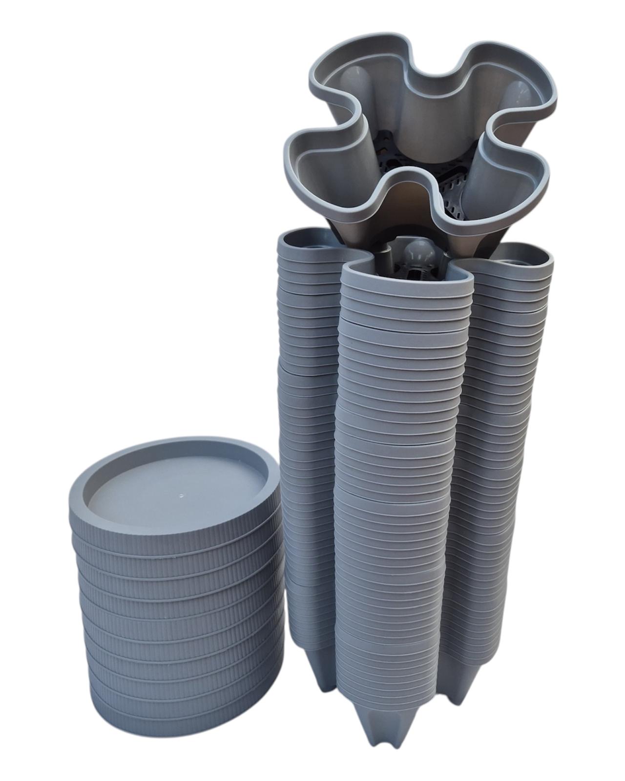 50-Tier Stackable Vertical Garden Planter Kit with PVC Support & Mobile Trolley Base